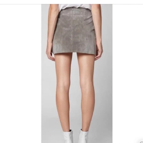 BLANKNYC 100% Leather Real Suede Front Faux Wrap Lace Side Detail Mini Skirt 27 - Picture 4 of 15